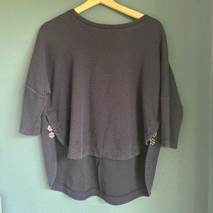 Deletta Black Short Sleeve Textured Layered Tee